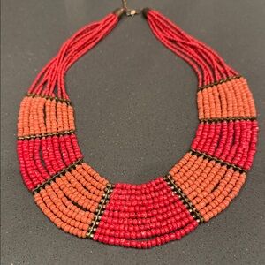 Elegant Red and Orange Beaded Necklace